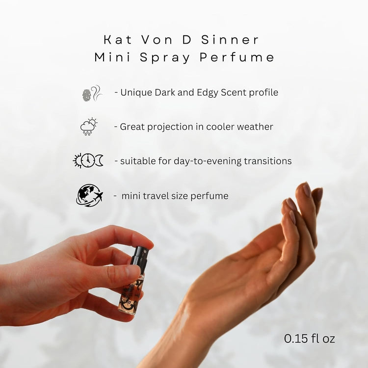 KAT VON D Eau de Parfum SINNER Deluxe Travel Size (4.5ml/.15oz) New in Box