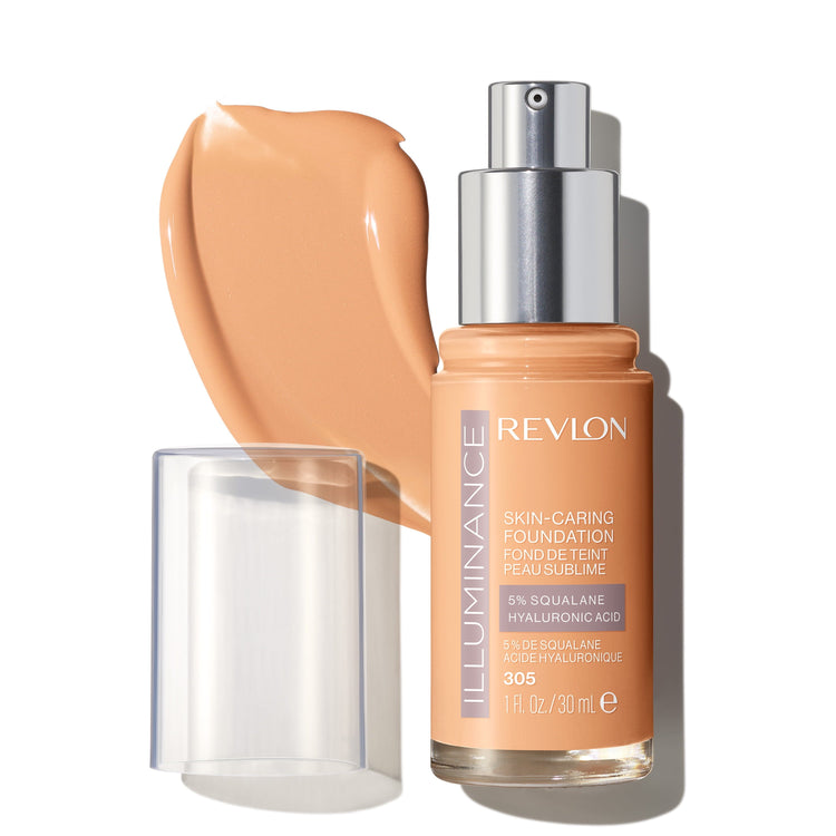 Revlon Illuminance Skin-Caring Liquid Foundation, Hyaluronic Acid, Hydrating and Nourishing Formula with Medium Coverage, 305 Medium Sand, 1 fl oz.
