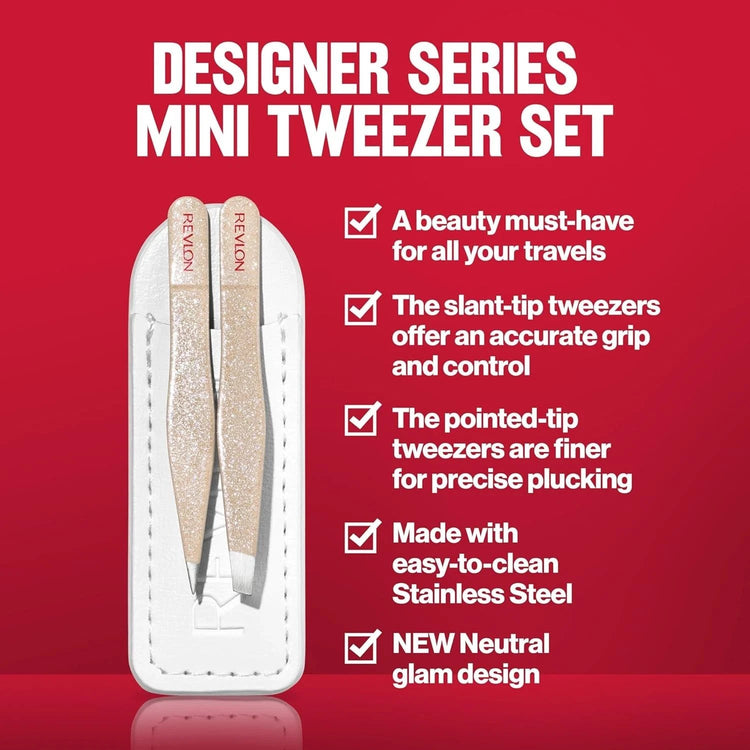 Revlon Designer Series Mini Tweezer Set, Hair Removal Tool Kit