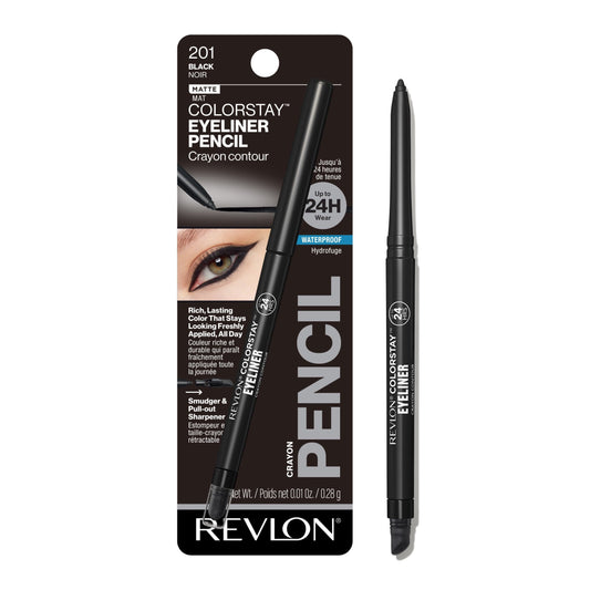 Revlon ColorStay Waterproof Eyeliner Pencil, Built-In Sharpener, 201 Black, 0.01 oz