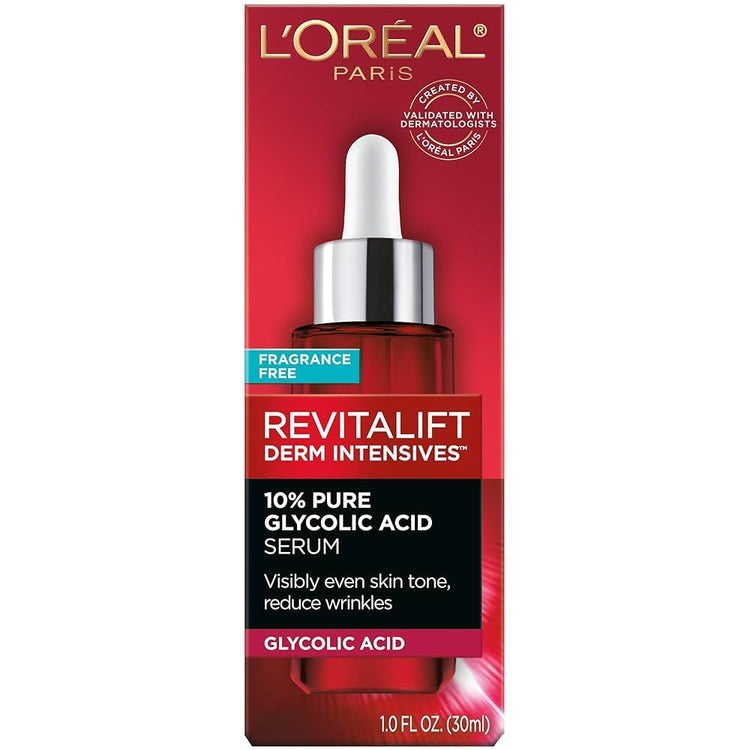 L'Oreal Paris Revitalift Derm Intensives 10 Percent Pure Glycolic Acid Serum, 1 oz.