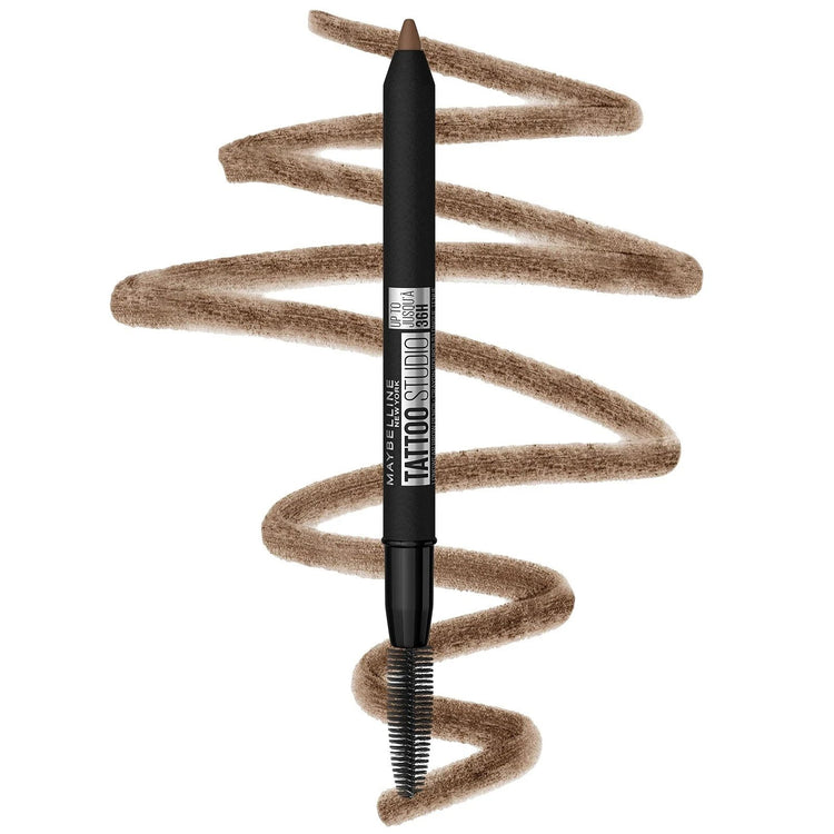 Maybelline TattooStudio 36HR Waterproof Eyebrow Pencil Spoolie, Soft Brown 255