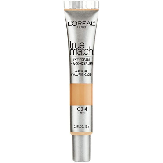 L'Oreal Paris True Match Eye Cream in a Concealer, Hyaluronic Acid, Light, C3-4