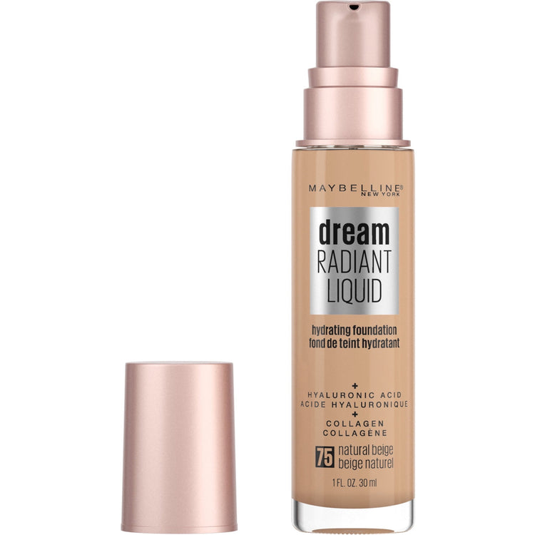 Maybelline Dream Radiant Liquid Foundation Makeup, 75 Natural Beige, 1 fl oz