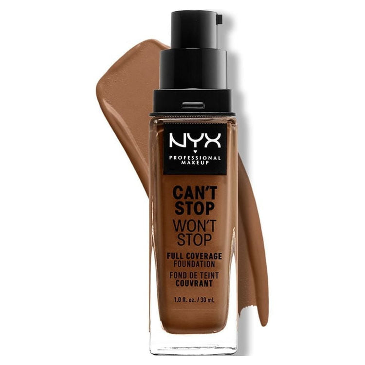 NYX Professional Makeup Can't Stop Won't Stop 24hr Full Coverage Liquid Foundation, Matte Finish, Waterproof, Cappuccino