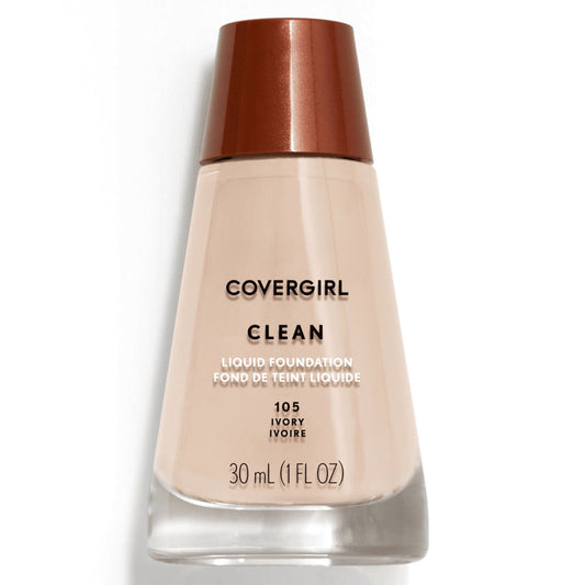 COVERGIRL Clean Liquid Foundation, 105 Ivory, 1 fl oz, Liquid Foundation