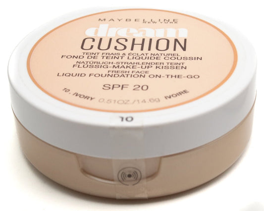 Maybelline Dream Cushion Liquid Foundation, 10 Ivory SPF 20, 10 Ivory 0.51oz