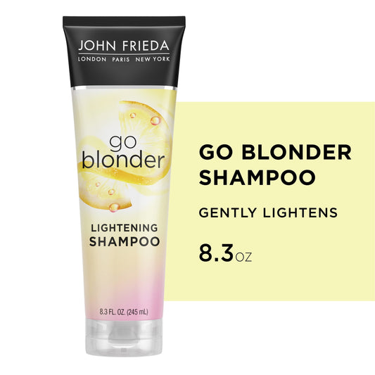 John Frieda Go Blonder Lightening Shampoo for Blonde Color-Treated Hair, Paraben Free, Phthalate Free, Silicone Free, Ammonia Free, Cruelty Free, Vegan Friendly Blonde Shampoo  8.3 oz Bottle