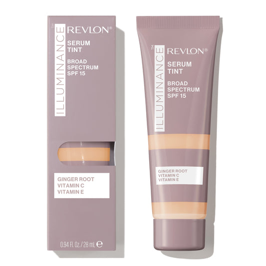 Revlon Illuminance Serum Tint, Liquid Foundation, Light Buildable Coverage, Buff Beige, 0.94 fl oz.