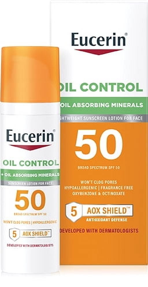 Eucerin Sun Clear Skin Face Sunscreen Lotion SPF 50, Lightweight, Non-Comedogenic, 2.5 fl oz