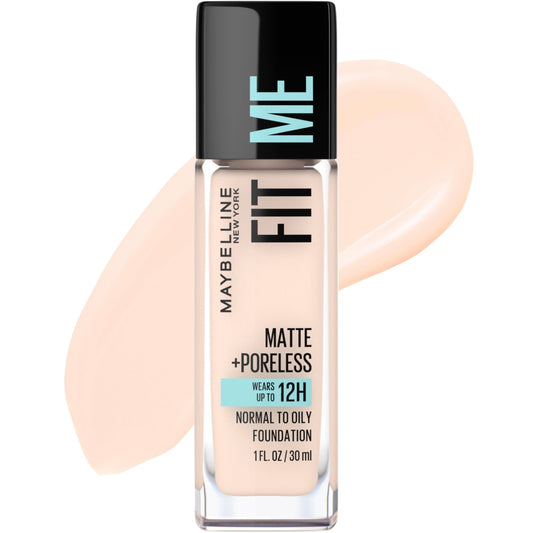 Maybelline Fit Me Matte + Poreless Liquid Foundation Makeup, Fair Porcelain, 1 fl oz