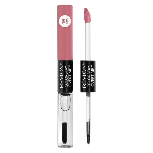Revlon ColorStay Overtime Lipcolor, Dual Ended Longwearing Liquid Lipstick with Clear Lip Gloss, with Vitamin E, 530 24/7 Pink, 0.07 fl oz
