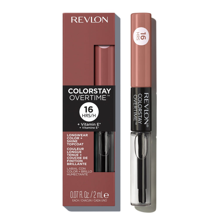 Revlon ColorStay Overtime Longwearing Gloss Lipstick with Vitamin E, 540 Unstoppable Nude, 0.07 fl oz