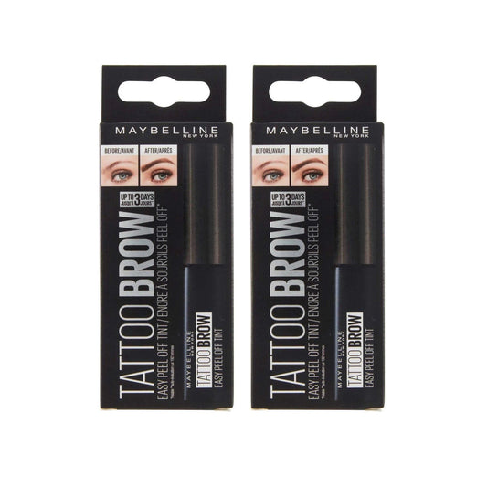 Maybelline Tattoo Brow Peel Off Semi-Permanent Eyebrow Tint - Black Brown, Pack of 2
