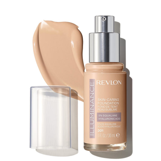 Revlon Illuminance Skin-Caring Liquid Foundation Makeup, Medium Coverage, 301 Cool Beige, 1 fl oz