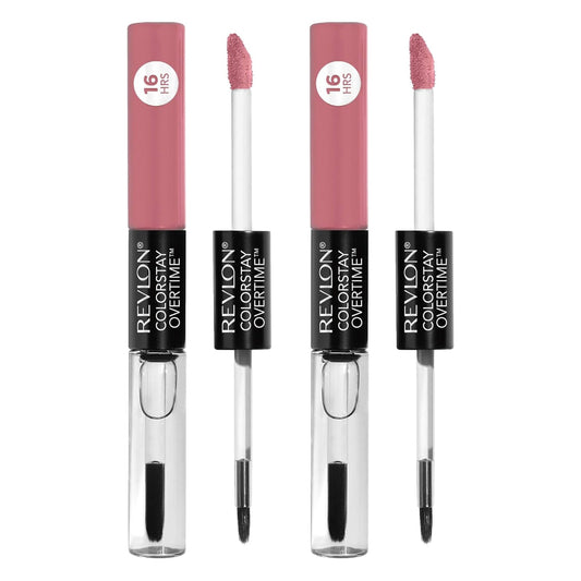 Revlon ColorStay Overtime Lipcolor, Dual Ended Longwearing Liquid Lipstick with Clear Lip Gloss, with Vitamin E, 530 24/7 Pink, 0.07 fl oz, Pack Of 2