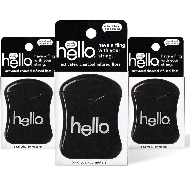 Hello Activated Charcoal Infused Dental Floss 54.6 yds- Pack of 3