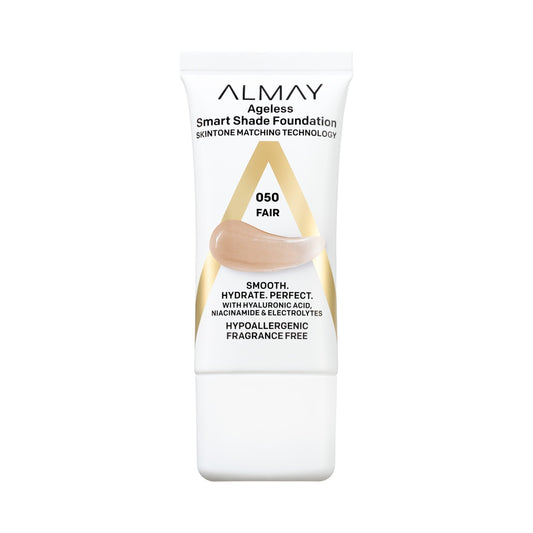 Almay Ageless Smart Shade Liquid Foundation Makeup, Hypoallergenic, 50 Fair, 1 fl oz