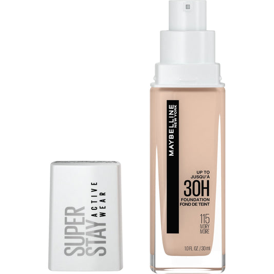 Maybelline Super Stay Liquid Foundation Makeup, Full Coverage, 115 Ivory, 1 fl oz