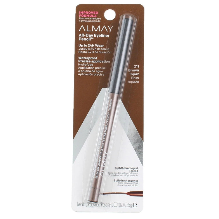 Almay All Day Eyeliner Pencil, Brown Topaz 211, Waterproof, 0.01 oz