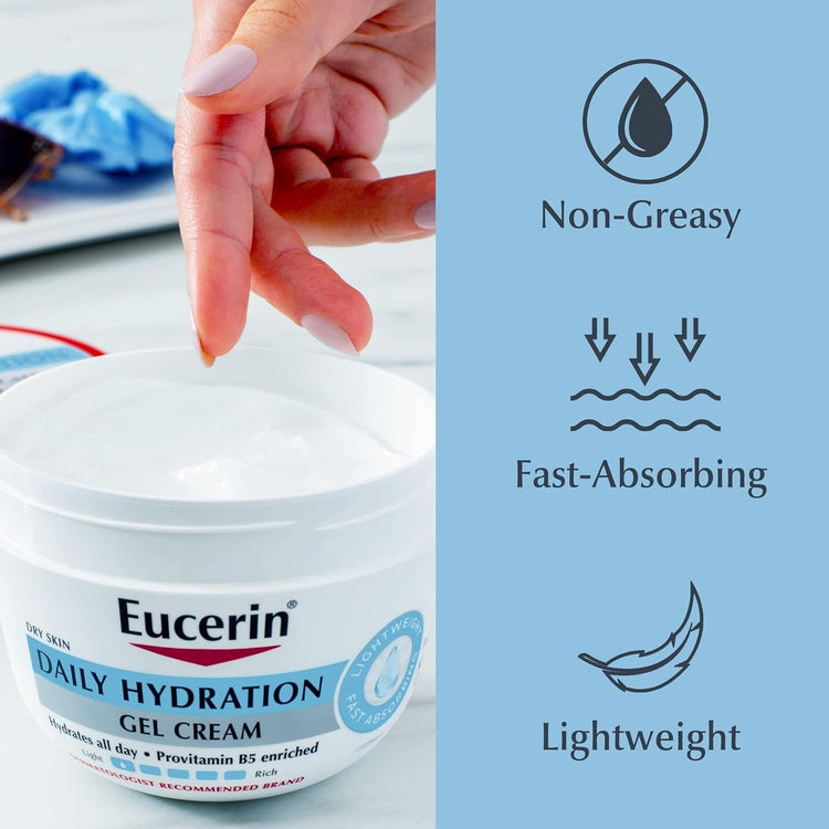 Eucerin Daily Hydration Gel Cream, Fragrance Free Body Moisturizer, 12 oz