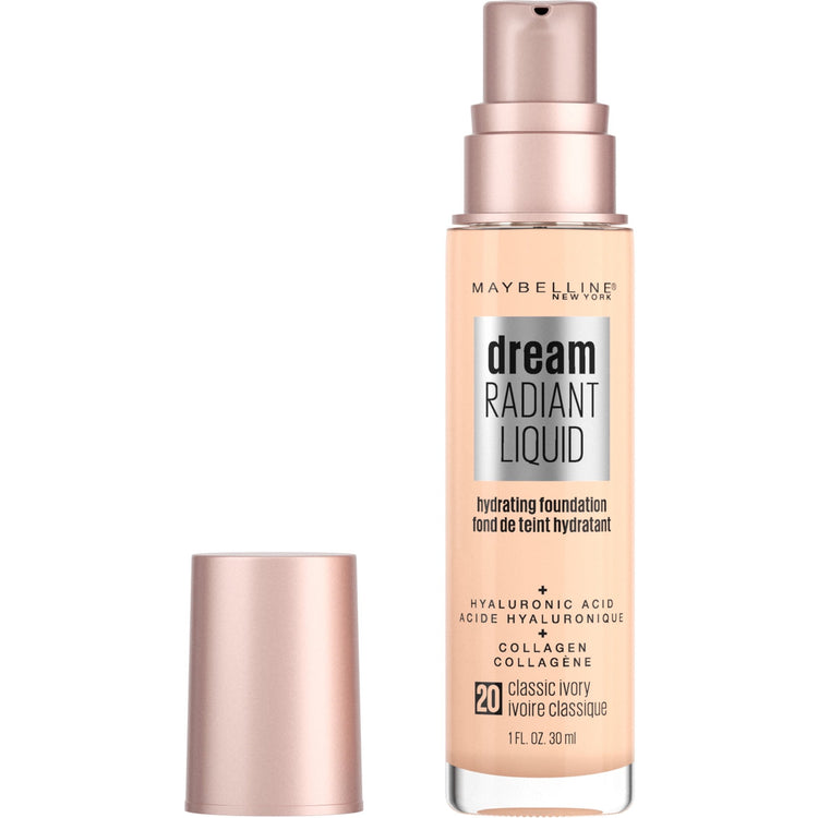 Maybelline Dream Radiant Liquid Foundation Makeup, 20 Classic Ivory, 1 fl oz