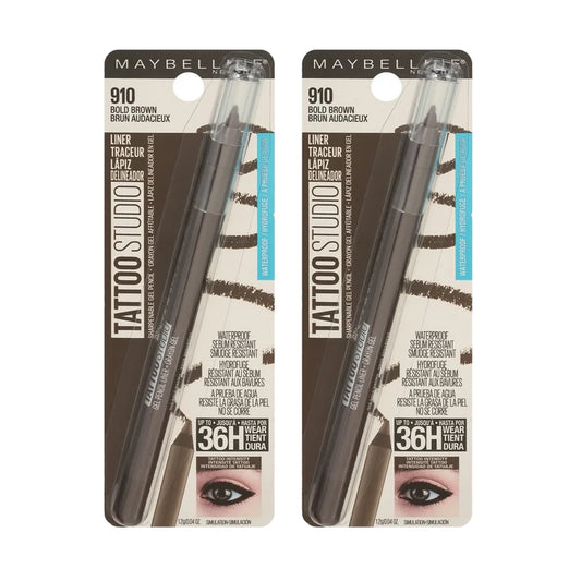 Maybelline Tattoo Studio Waterproof Eyeliner Pencil Makeup, Bold Brown, Pack of 2