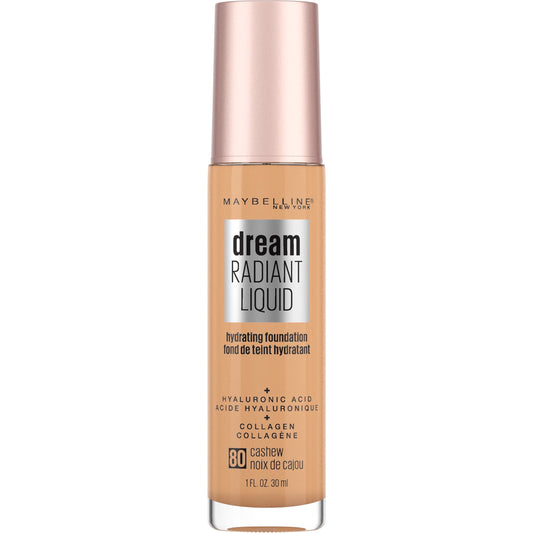 Maybelline Dream Radiant Liquid Medium Coverage Hydrating Foundation, Cashew, 1 fl. oz.