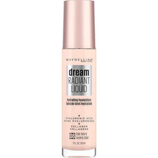 Maybelline Dream Radiant Liquid Medium Coverage Hydrating Foundation, Fair Ivory, 1 fl. oz.