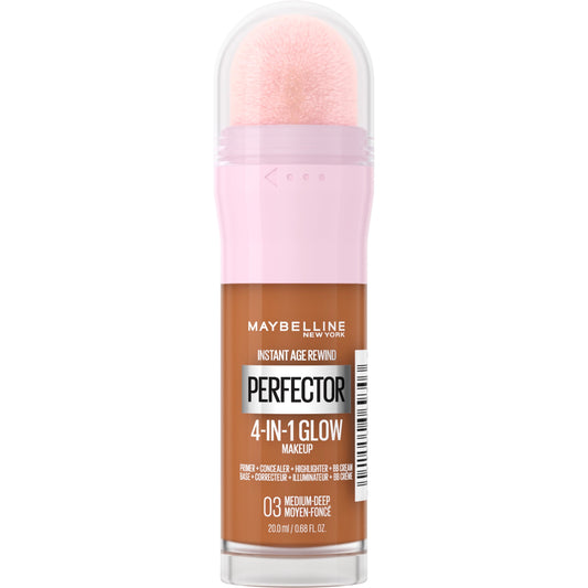 Maybelline Instant Age Rewind Instant Perfector Glow Makeup, Medium Deep, 0.68 fl oz