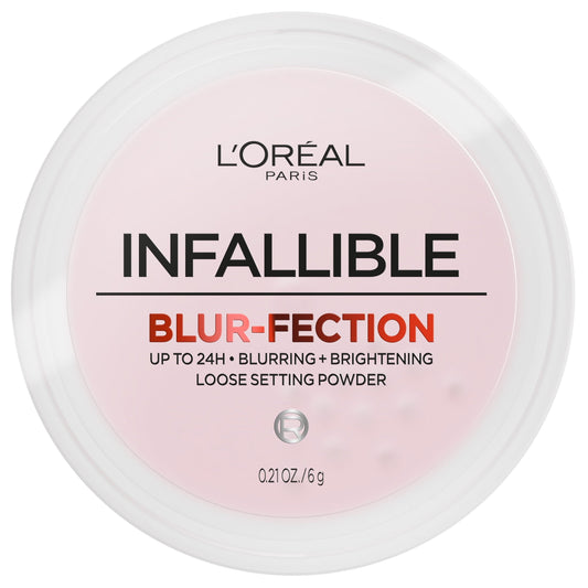 L'Oreal Paris Infallible Blur-Fection Loose Setting Powder, Brightening Finish, Light Pink, 1 Kit