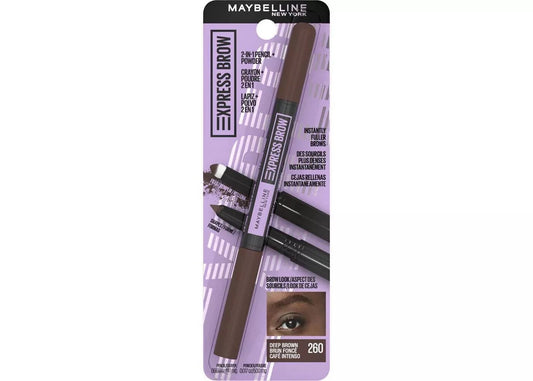 Maybelline Express Brow 2-In-1 Pencil and Powder Eyebrow Makeup, Deep Brown 260