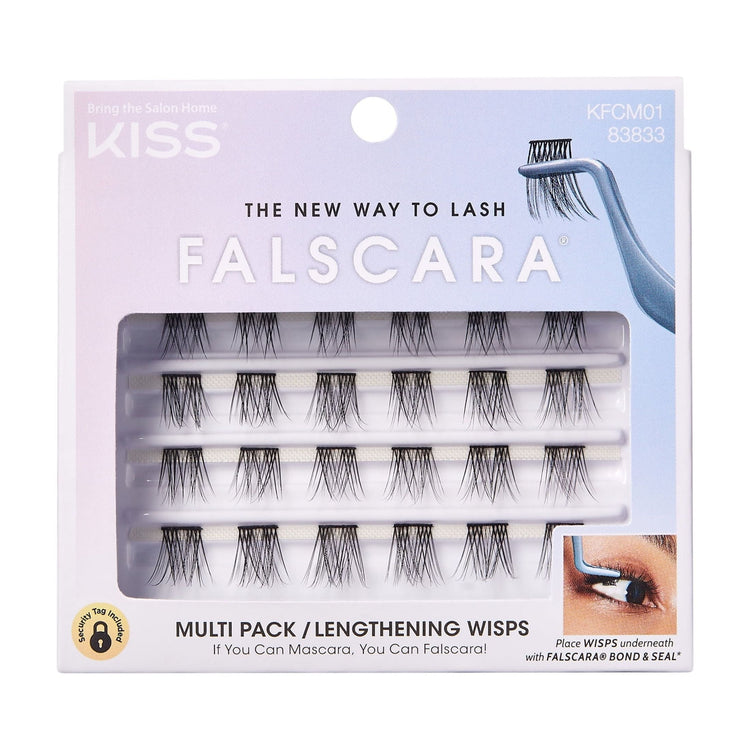 KISS FALSCARA Lash Extension Kit, Lengthening, Black, 24 Lash Clusters