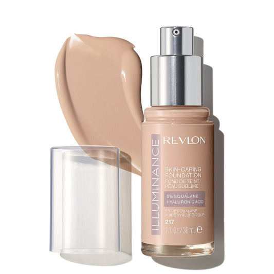 Revlon Illuminance Skin-Caring Liquid Foundation Makeup, Medium Coverage, 217 Beige, 1 fl oz