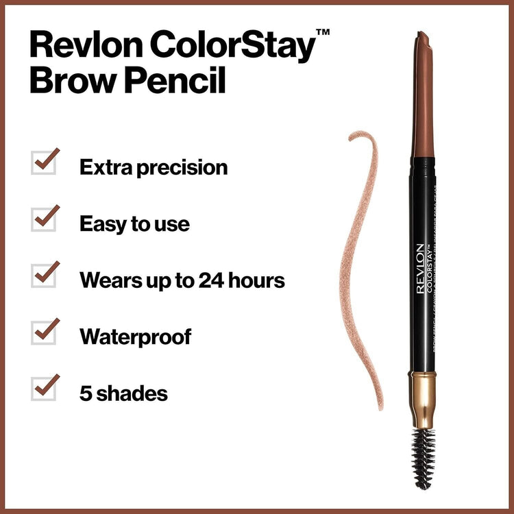 Revlon ColorStay Waterproof Brow Pencil w/Brush Angled Tip, 215 Auburn