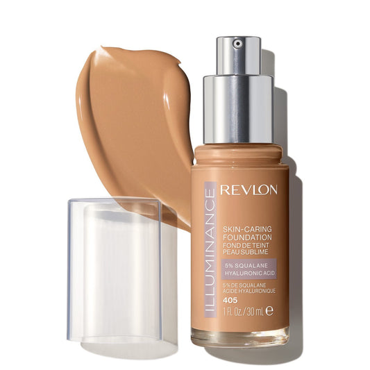 Revlon Illuminance Skin-Caring Liquid Foundation Makeup, Medium Coverage, 405 Hazel, 1 fl oz
