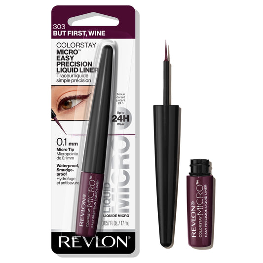 Revlon ColorStay Micro Easy Precision Liquid Eyeliner, 24hr Coverage, 303 But First, Wine, 0.057 fl oz