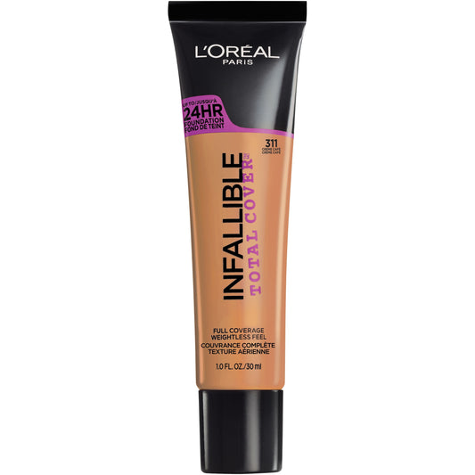 L'Oreal Paris Infallible Total Cover Liquid Foundation, Creme Cafe, 1 fl oz