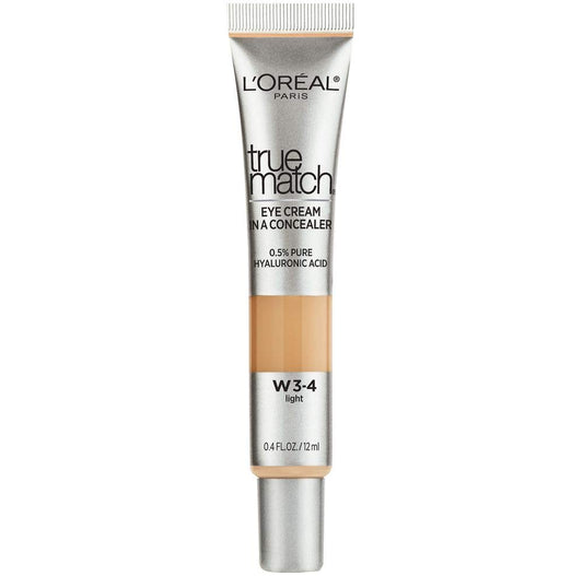 WHOLESALE L’Oréal Paris True Match Eye Cream in a Concealer, 0.5% hyaluronic acid, Light W3-4, 0.4 fl. oz. 360 UNITS