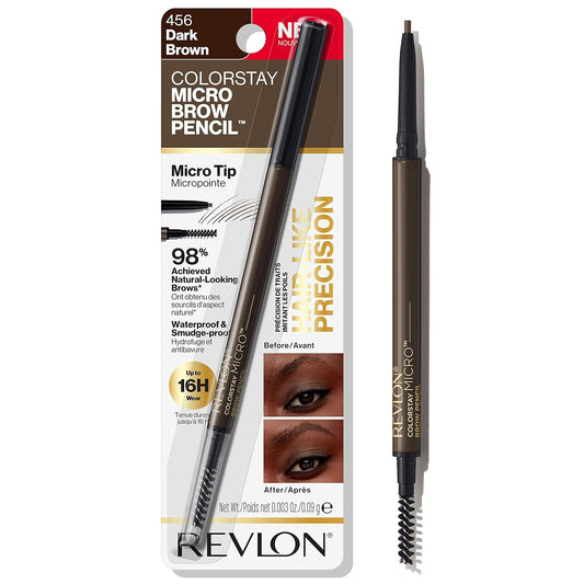 WHOLESALE Revlon ColorStay Micro Eyebrow Pencil with Built In Spoolie Brush, Infused with Argan and Marula Oil, Waterproof, Smudgeproof, 456 Dark Brown, 0.003 oz 360 UNITS