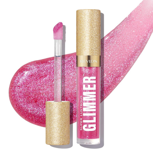 WHOLESALE REVLON Super Lustrous Glimmer Gloss, Non-Sticky Lip Gloss, High-Shine Finish, Plant-Based Glitter, 008 Rose Glow, 0.13 fl oz 183 units