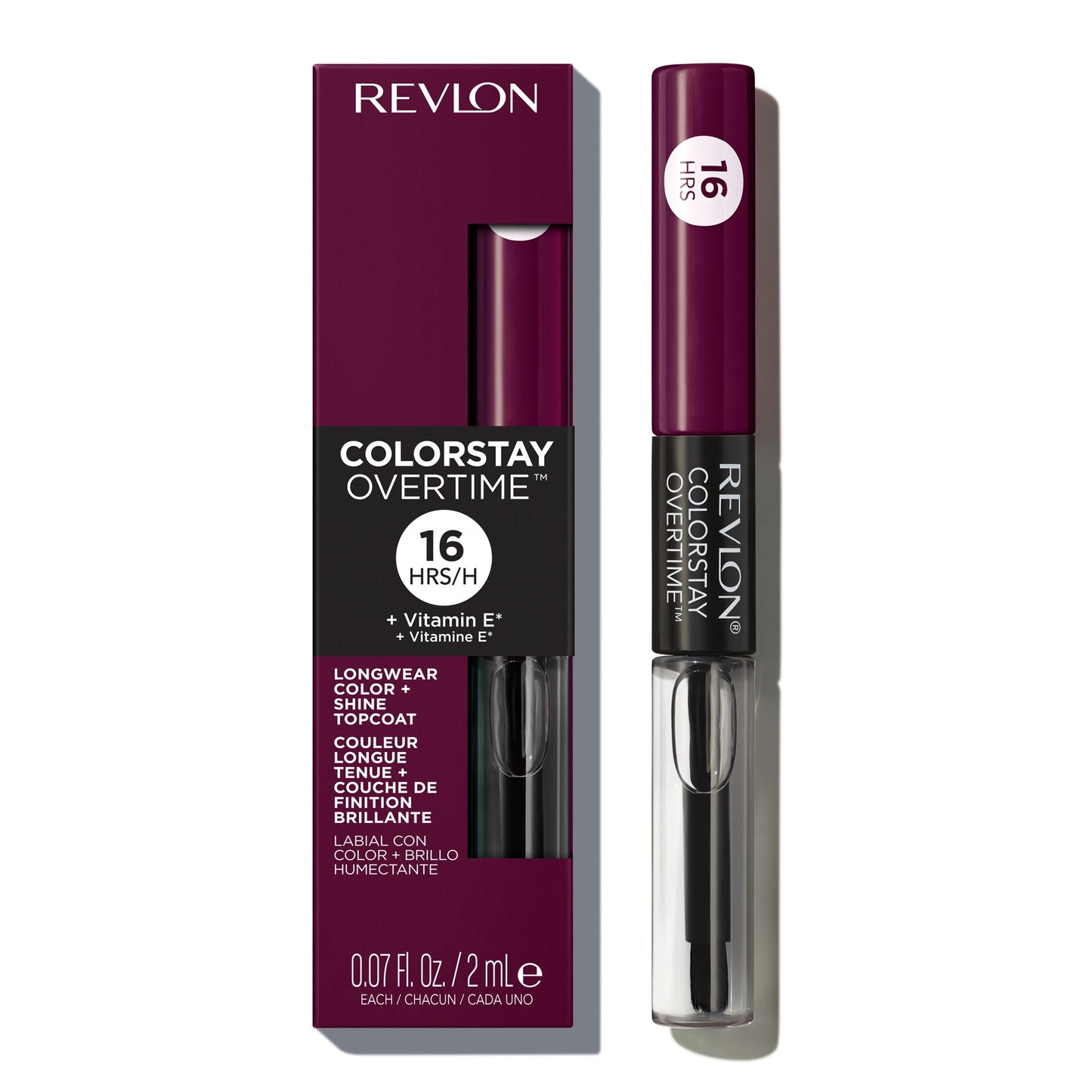 Revlon ColorStay Overtime Longwearing Gloss Lipstick with Vitamin E, 500 Limitless Black Cherry, 0.07 fl oz