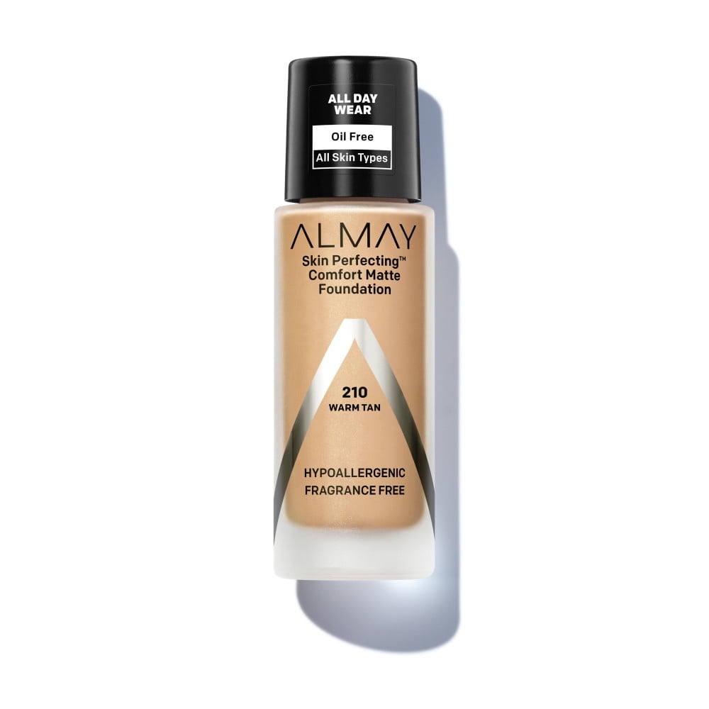 Almay Skin Perfecting Comfort Matte Liquid Foundation, 210 Warm Tan, 1 fl oz