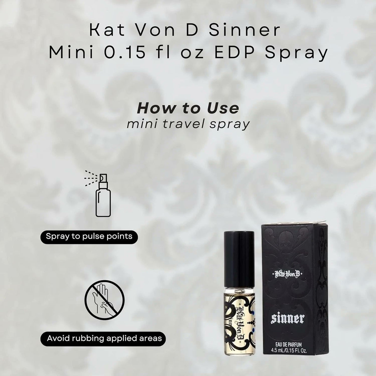 KAT VON D Eau de Parfum SINNER Deluxe Travel Size (4.5ml/.15oz), Pack of 4