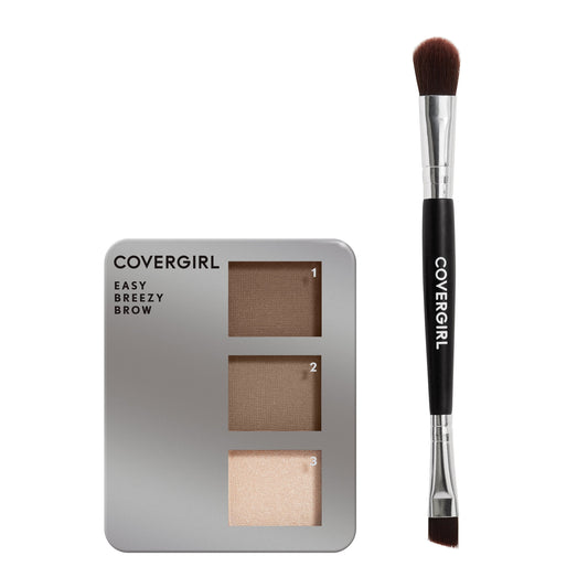 COVERGIRL Easy Breezy Brow Powder Kit, 710 Soft Brown, 0.008 oz, Eyebrow Powder, Eyebrow Kit, Eyebrow Powder Kit, Eyebrows, Includes Double-Ended Fluffy and Angeled Brush