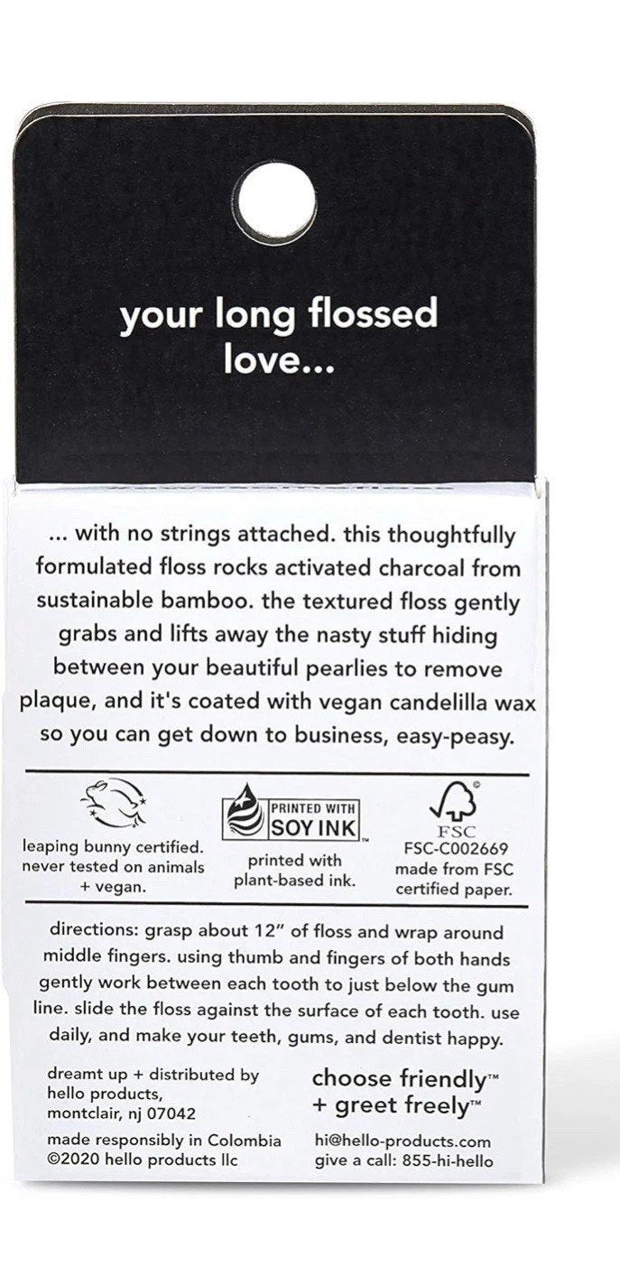 Hello Activated Charcoal Infused Dental Floss 54.6 yds- Pack of 3