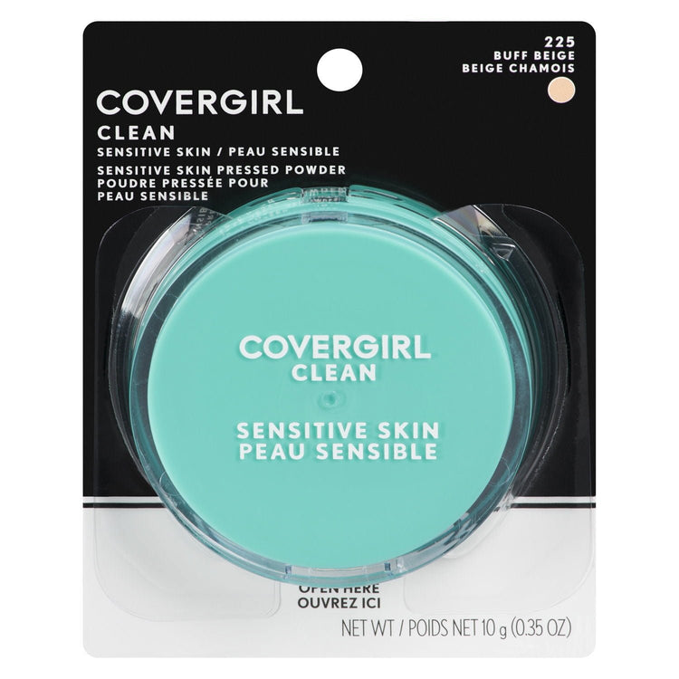 COVERGIRL Clean Sensitive Skin Pressed Powder, 225 Warm Buff Beige, 0.35 Oz.