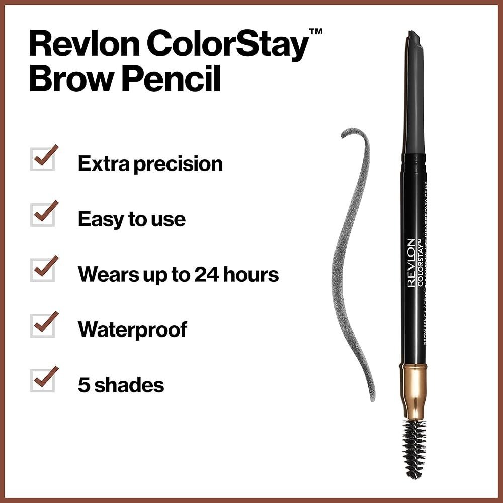 Revlon ColorStay Waterproof Longwearing Eyebrow Pencil, 225 Soft Black, 0.021 oz