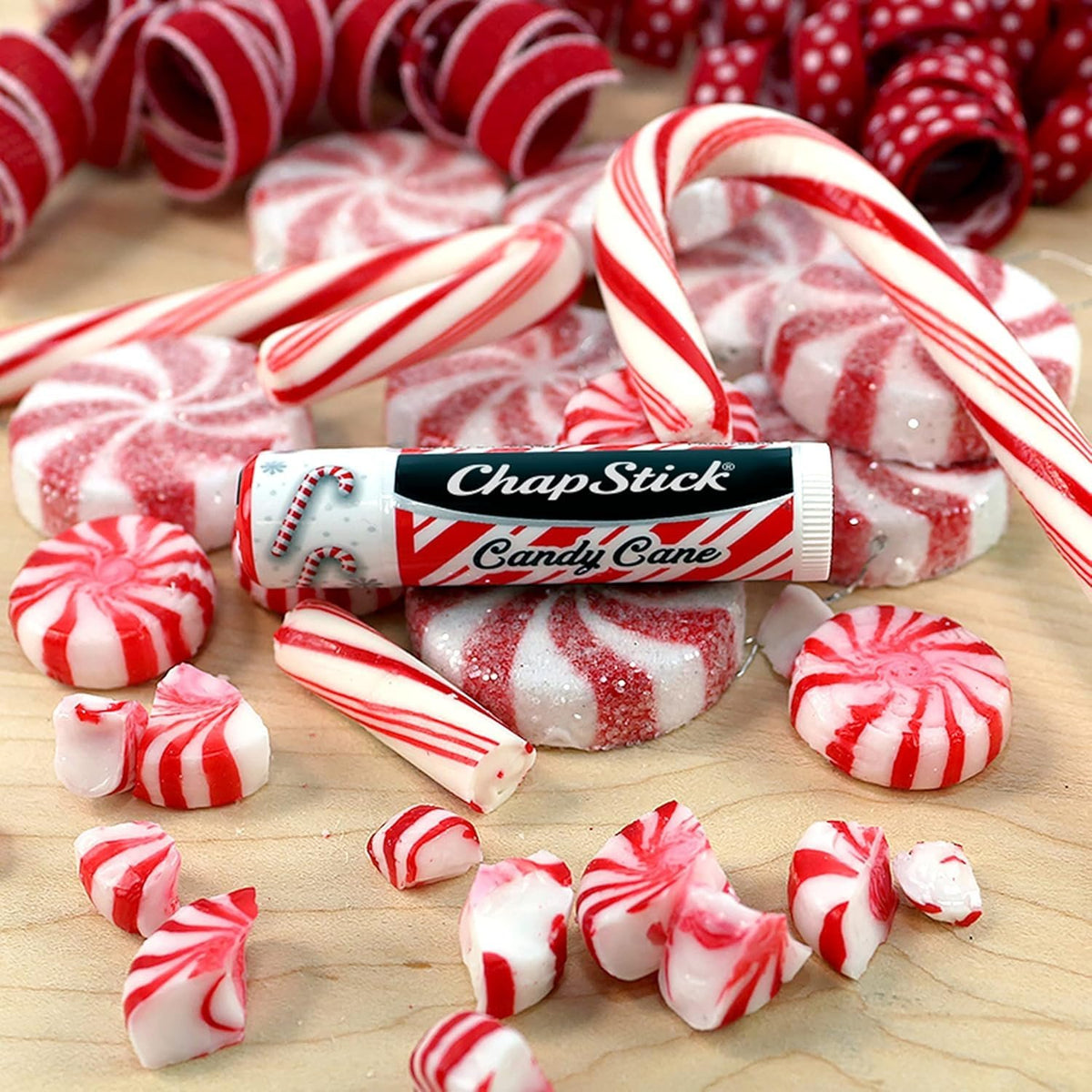 ChapStick Bulk Lip Balm, Candy Cane – Fresh & Minty Lip Moisturizer, 12-Pack