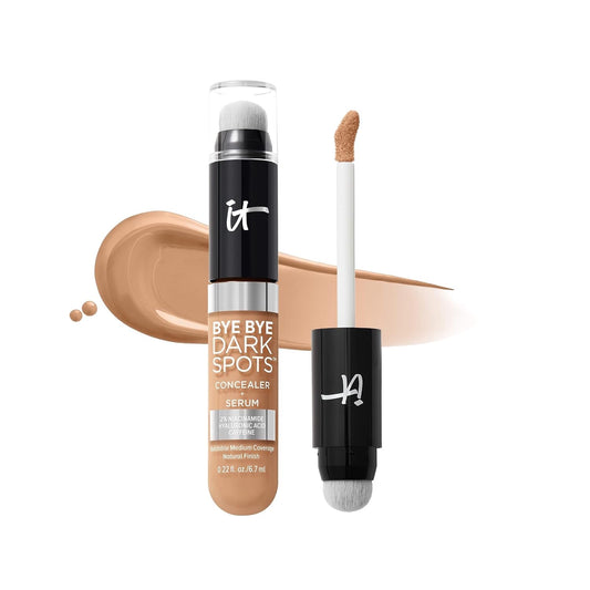 IT Cosmetics Bye Bye Dark Spots Concealer + Brightening Serum – 2% Niacinamide, Hyaluronic Acid & Caffeine - Medium Coverage, Natural Finish, All Skin Types - 0.22 fl oz